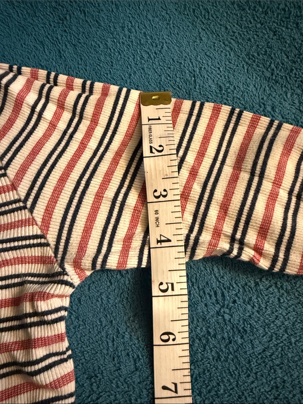 Brandy Melville Cream Top with Pink, Black & Red Stripes - Picture 5 of 7